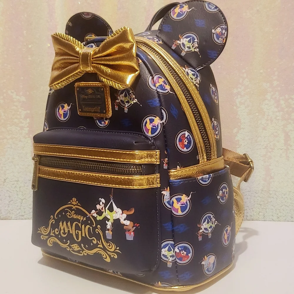 Loungefly Navy Gold Disney Magic Mini Backpack - Picture 4 of 4